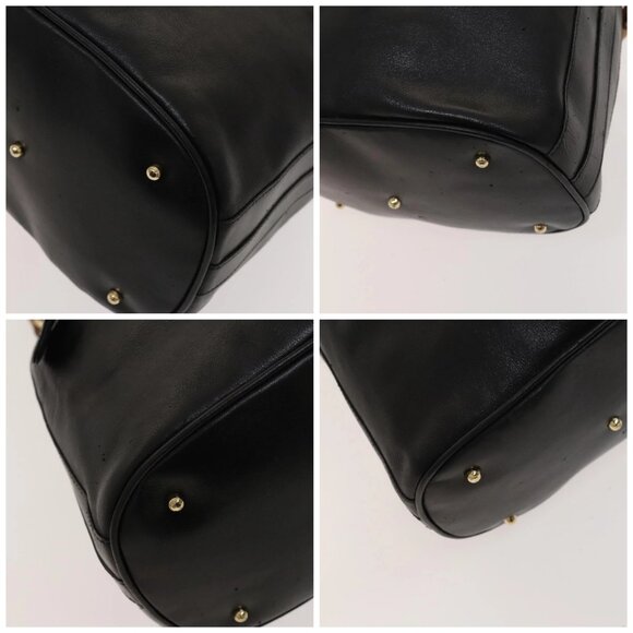 GUCCI Bamboo Hand Bag Leather 2way Dark Brown Gold Auth 125616 - Picture 15 of 16